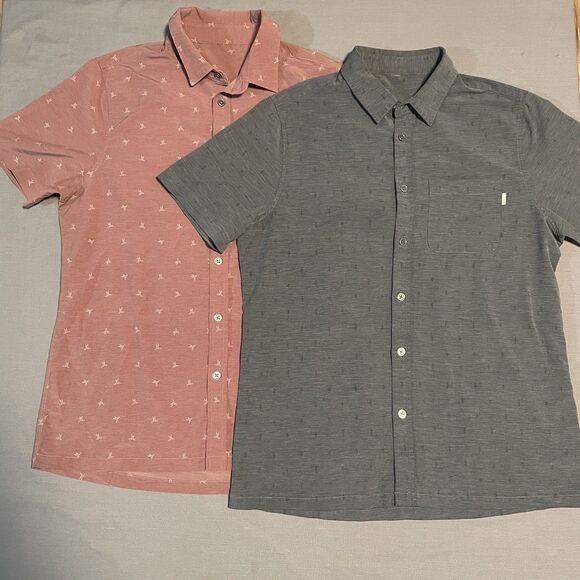 Vuori Other - Lot Of 2 Vuori Bridge Button Down Shirt Short Sleeve Terracotta/Grey Mens Small